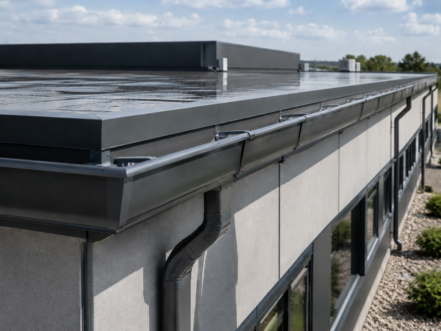 Commercial gutter repair and drainage service