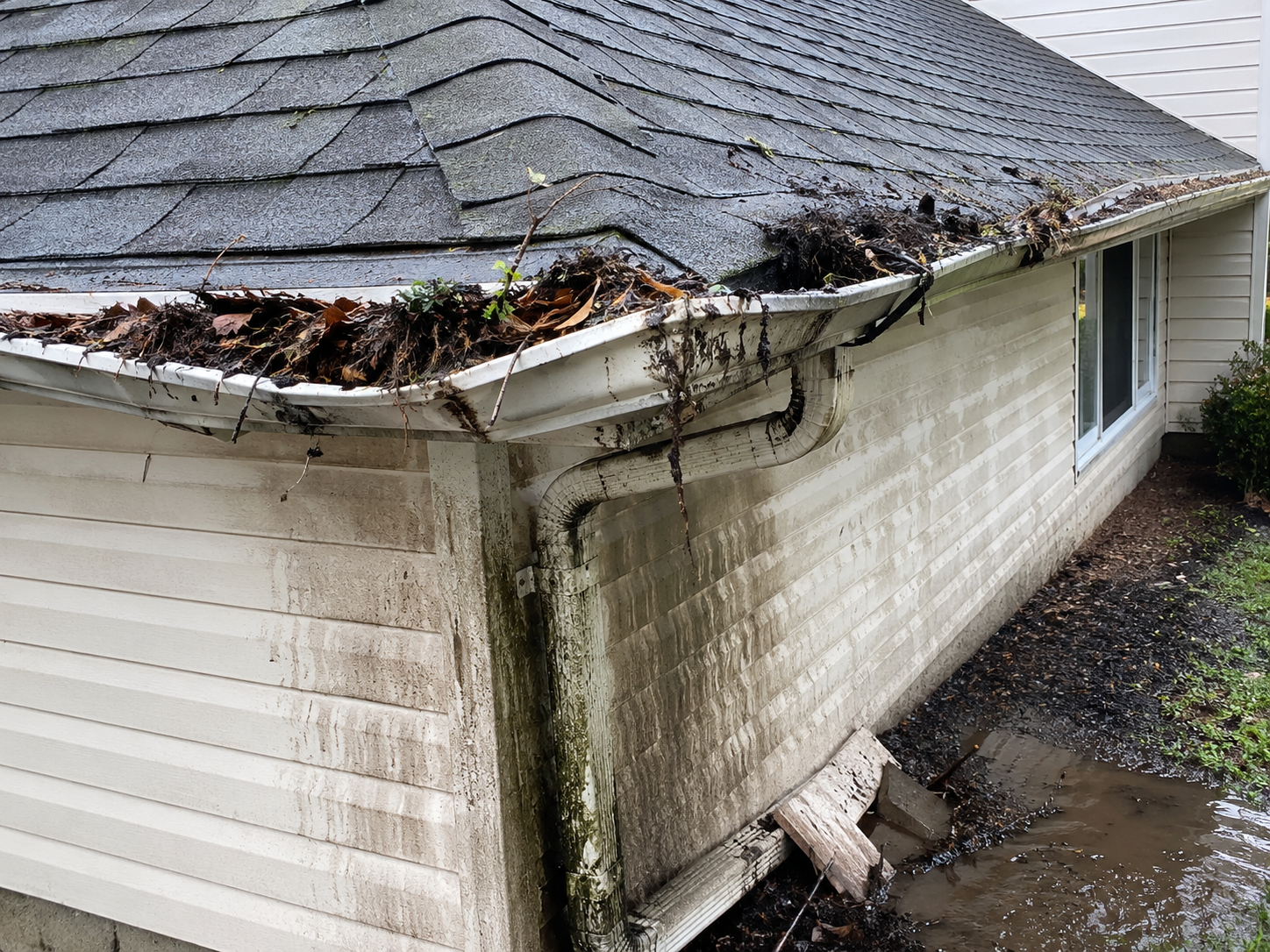 Roof edge and gutter damage inspection