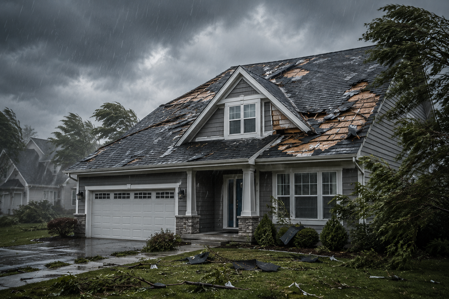 Storm damage residential roof inspection