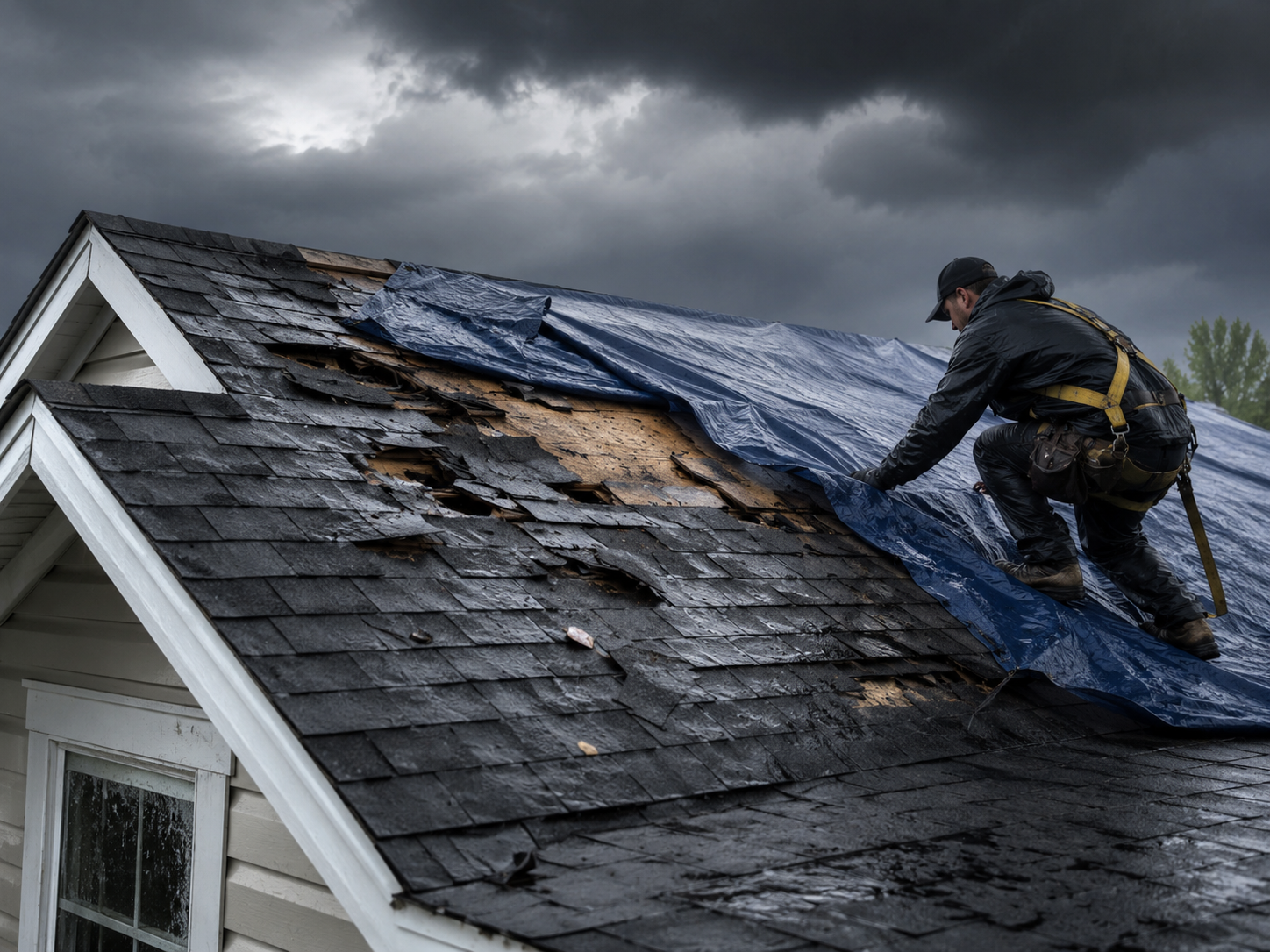 Storm damage roofing repair