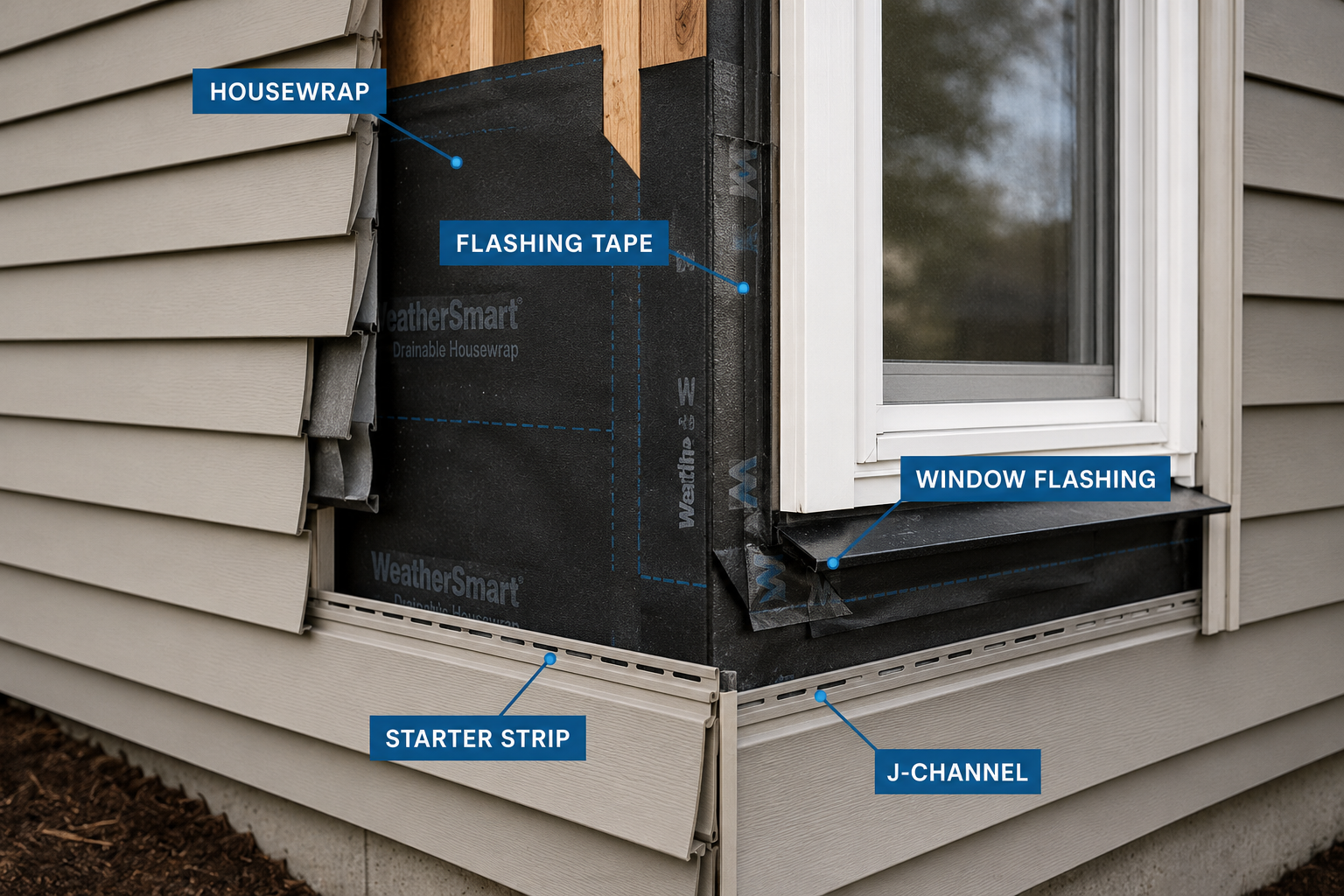 Siding and weather barrier flashing integration
